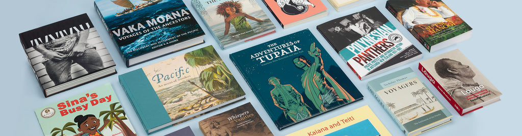 Range of Pacific books stocked by Auckland Museum’s store, including Pacific an Ocean of Wonders, Sina’s Busy Day, Vaka Moana Voyage of the Ancestors, Polynesian Panthers and Kaiana and Teiti