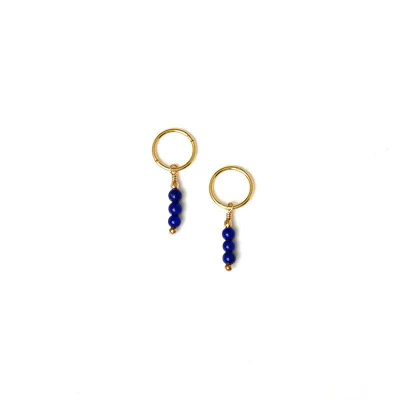 Aya Hoop Earrings - 14k Rolled Gold with Lapis Lazuli by Charlotte Penman