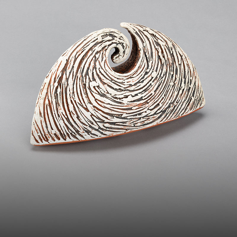 Textured ceramic wave sculpture by Rod & Marguerite Davies