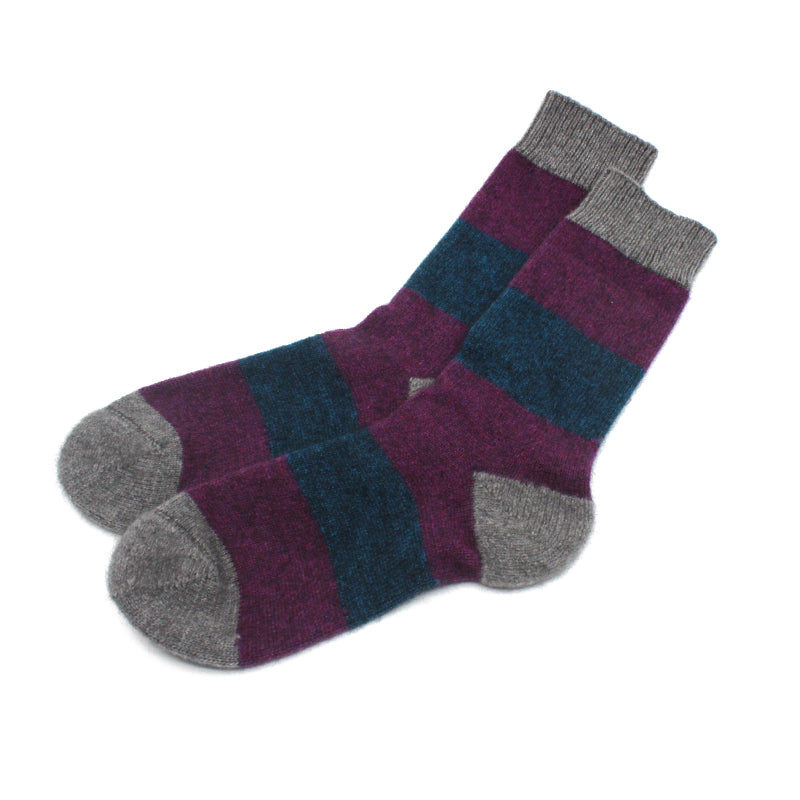 Twilight Hoop Stripe Possum Merino Socks