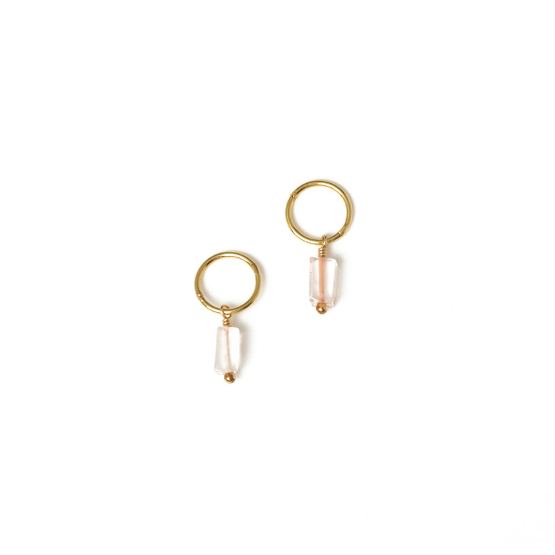 Arlo Hoop Earrings - Rose Quartz & 14k Gold Plate | by Charlotte Penman