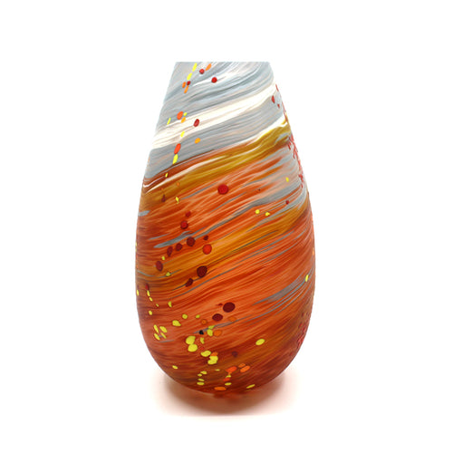 Autumn Volcanic Teardrop Glass Vase - Orange