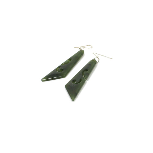 Pounamu Earrings with Carved Koru