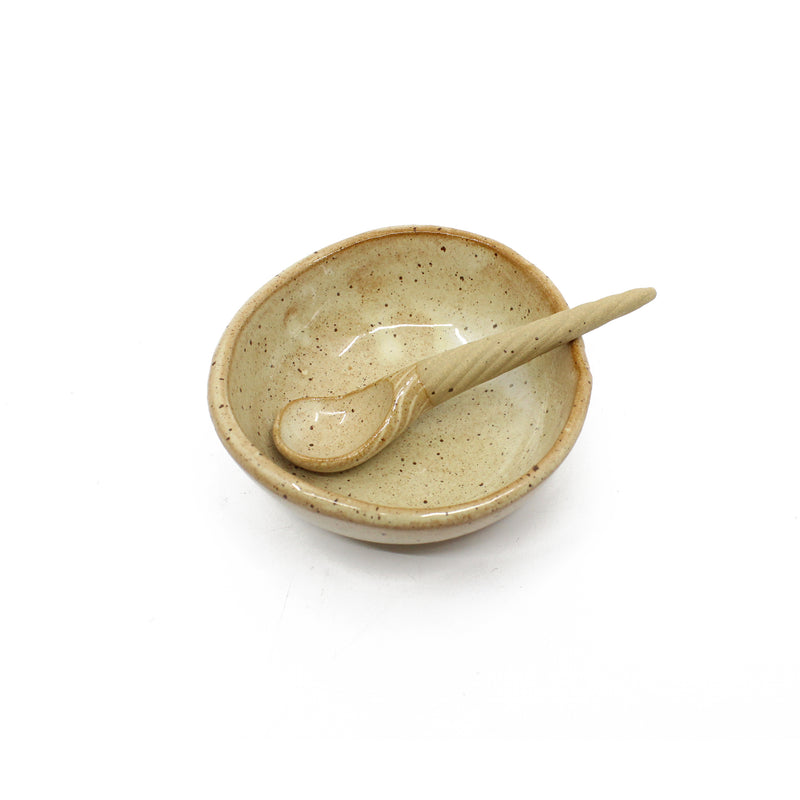 Ceramic Salt Bowl with Spoon | by Michelle Bow