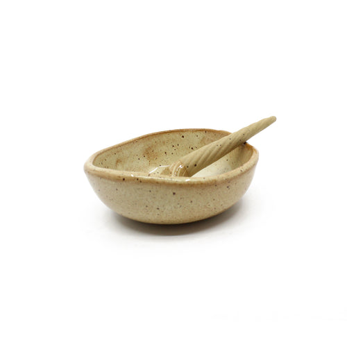 Ceramic Salt Bowl with Spoon | by Michelle Bow