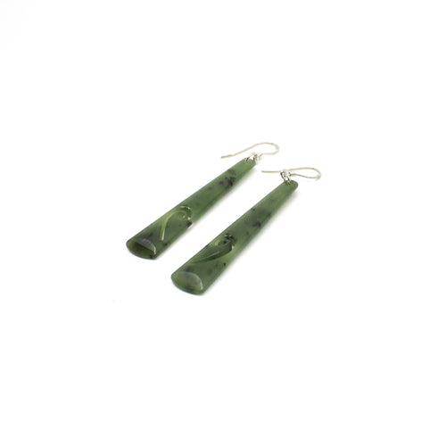 Pounamu Earrings with Carved Koru