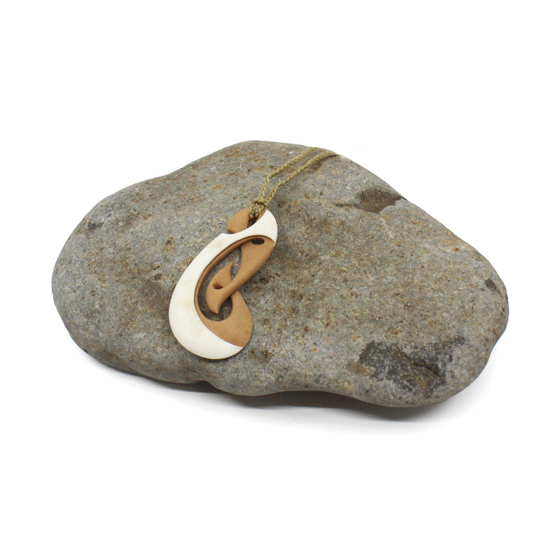 Ara I Te Ora - Path Of Life Beef Bone Two Toned Pendant | by Kerry Thompson