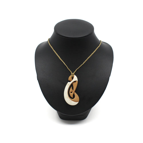 Ara I Te Ora - Path Of Life Beef Bone Two Toned Pendant | by Kerry Thompson