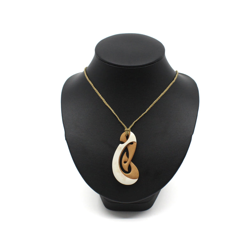 Ara I Te Ora - Path Of Life Beef Bone Two Toned Pendant | by Kerry Thompson