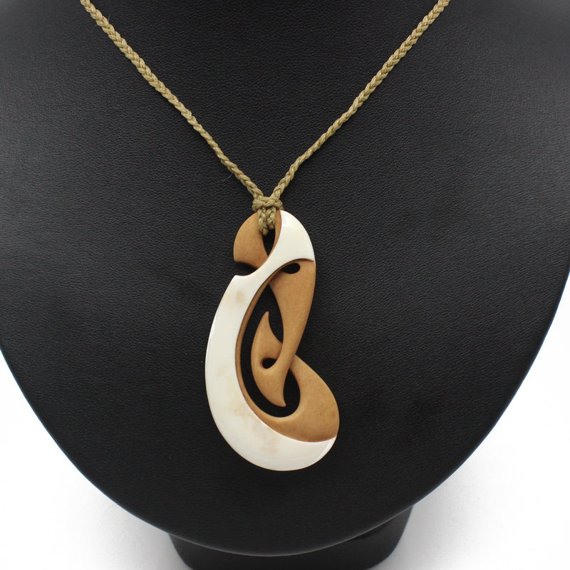 Ara I Te Ora - Path Of Life Beef Bone Two Toned Pendant | by Kerry Thompson