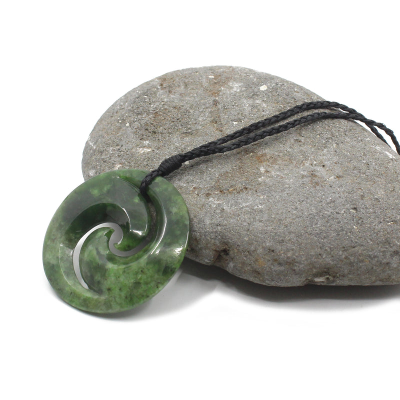 Double Koru Pounamu Pendant | by Moreton Carvers
