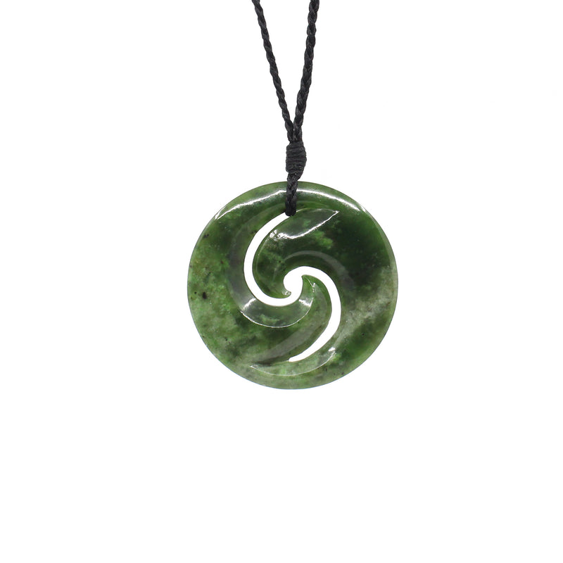 Double Koru Pounamu Pendant | by Moreton Carvers