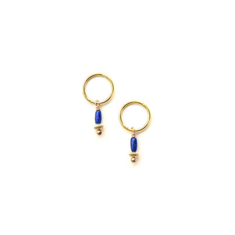 Aida Gold Hoop Earrings with Lapis Lazuli by Charlotte Penman