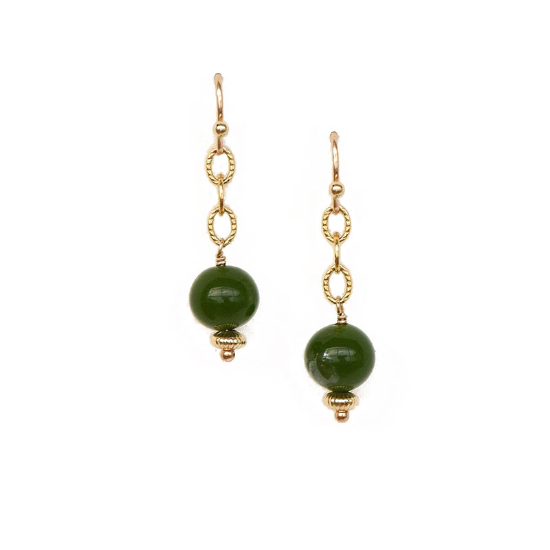 Anahera Earrings - 14k Rolled Gold with Greenstone by Charlotte Penman