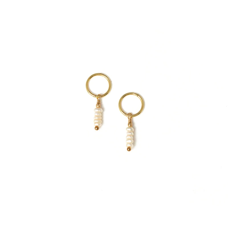 Aya Hoop Earrings - 14k Rolled Gold with Pearl by Charlotte Penman