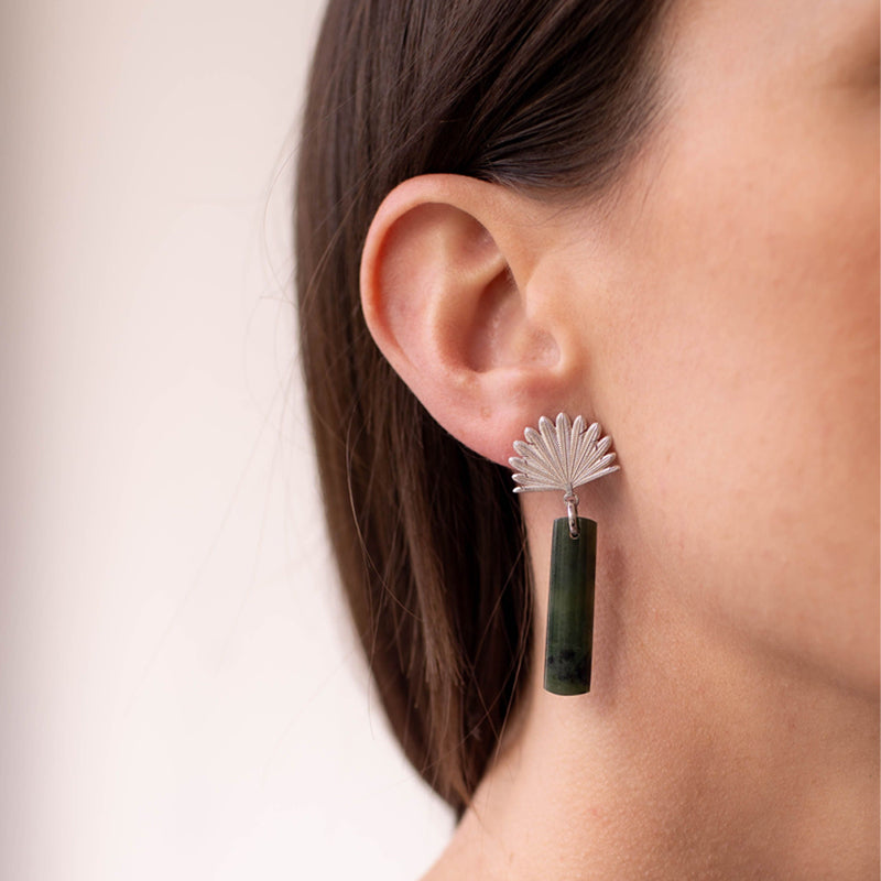 Pounamu Pīwakawaka Drop Earring  | by Boh Runga