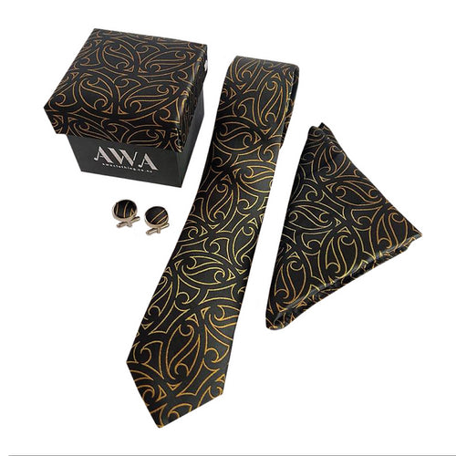 Boxed Tie Set - Gold & Black