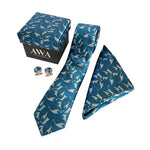 Boxed Tie Set - Blue & Taupe