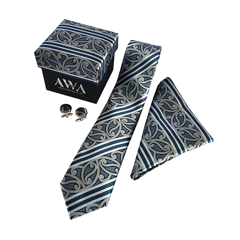 Boxed Tie Set - Blue, Grey & Taupe