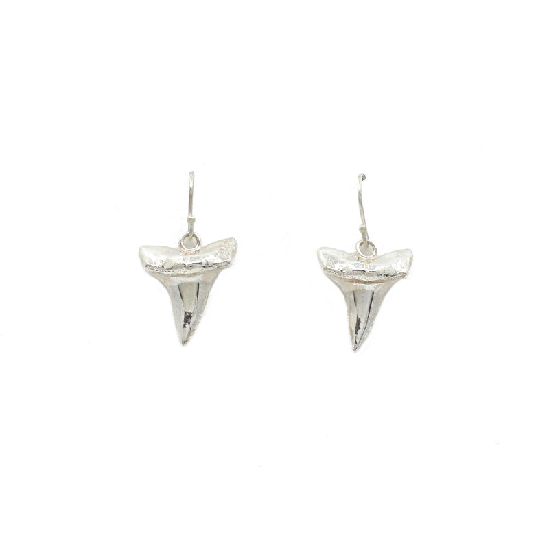 Bright Silver Niho Shark Earrings | by Keri-Mei Zagrobelna