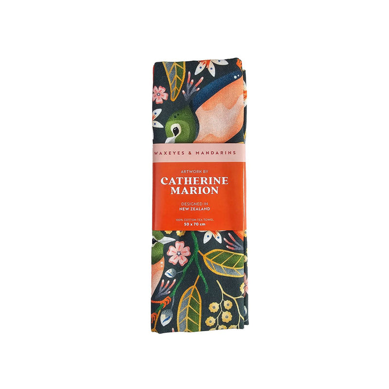 Waxeyes and Mandarins Tea Towel