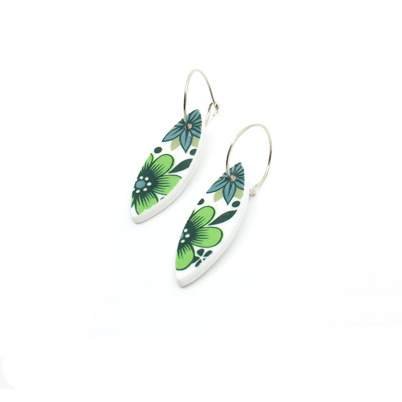 Recycled China Earrings – Elizabethan Fine Bone China 'Carnaby' | by Judy Newton