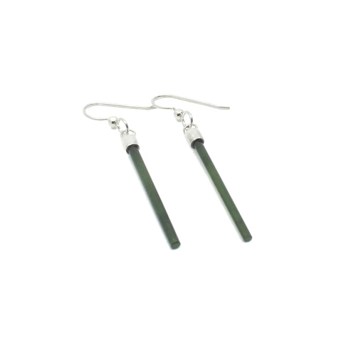 Pounamu & Sterling Silver Drop Earrings - Small