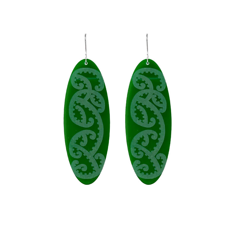 Kōwhaiwhai Earrings - Green | by Nichola Te Kiri