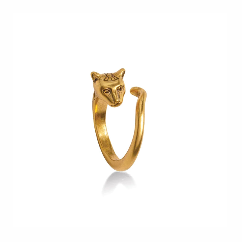 Egyptian Cat Ring - Gold adjustable