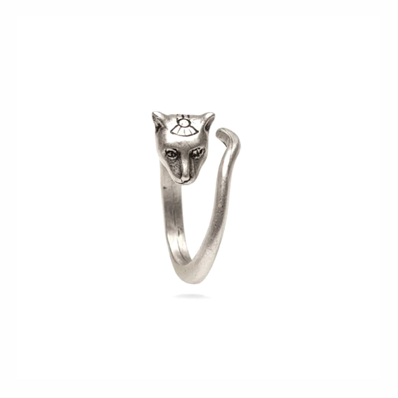 Egyptian Cat Ring - Silver adjustable