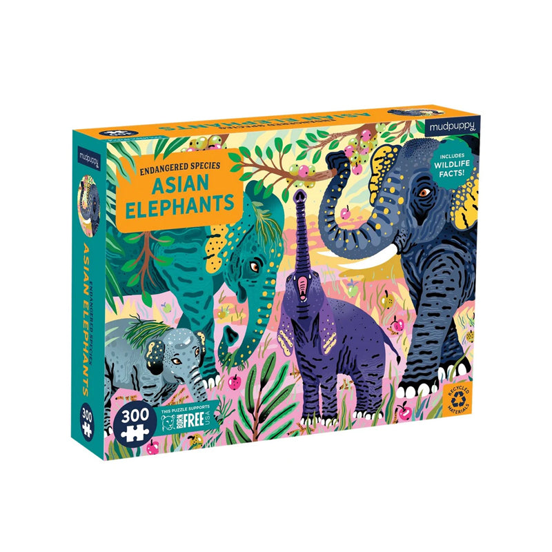 Endangered Species: Asian Elephants - 300 piece Puzzle