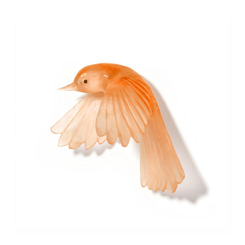 Glass Pīwakawaka / Fantail Wall Sculpture - Wings Down  | by Luke Jacomb Studio