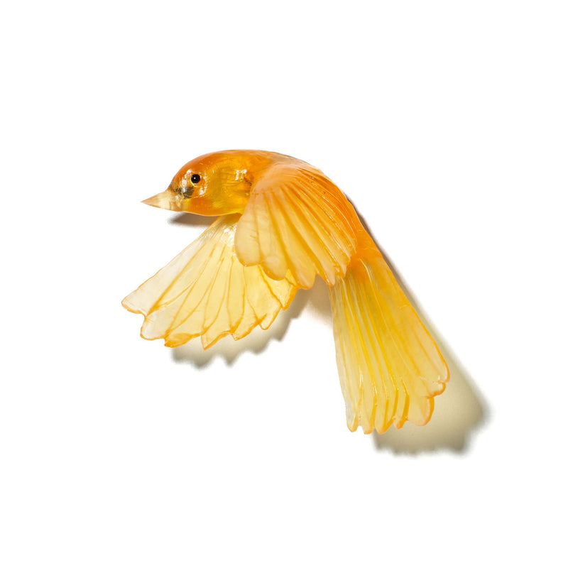 Glass Pīwakawaka / Fantail Wall Sculpture - Wings Down  | by Luke Jacomb Studio
