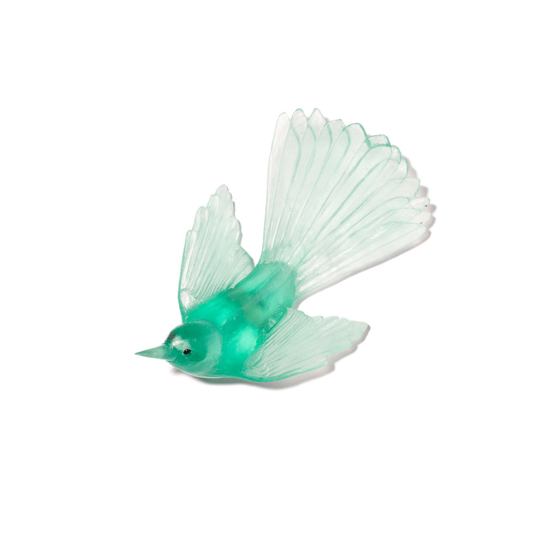 Glass Pīwakawaka - Fantail Wall Sculpture - Lagoon | by Luke Jacomb Studio