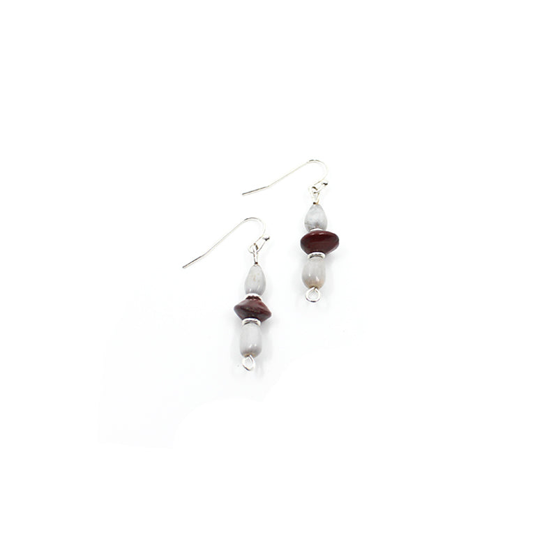 Vanuatu Seed Earrings- Grey and Red