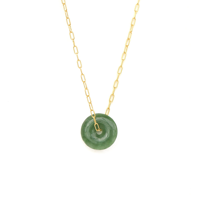 02 Hinekapea Neckalce - 14k Rolled Gold with Greenstone  by Charlotte Penman