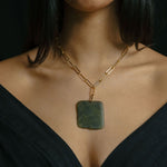 Hiwa E Te Rangi Necklace - 14k Rolled Gold with Pounamu & Black Pearl by Charlotte Penman