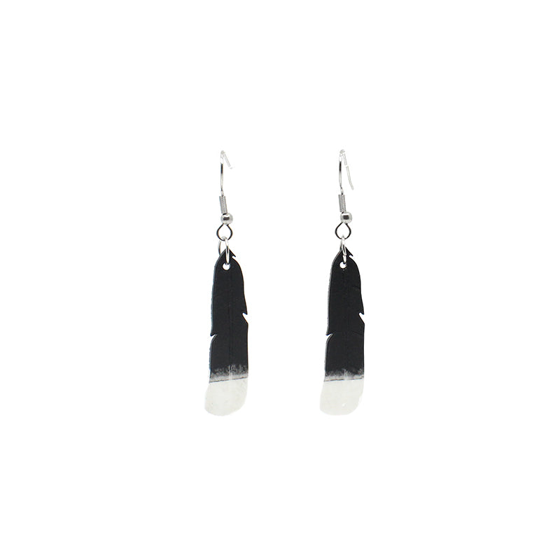 Huia Feather Remix Earrings Tūī Feather Earrings