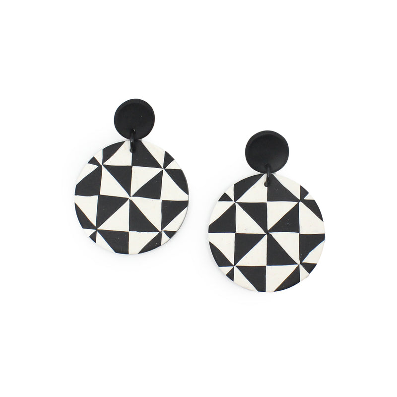 Hyena Manulua Earrings - Black& White | by Leone Samu Tui