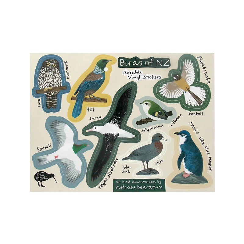 Illustrated Birds of New Zealand Vinyl Stickers