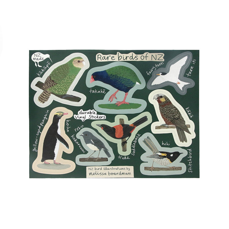 Illustrated Rare Birds of New Zealand Vinyl Stickers