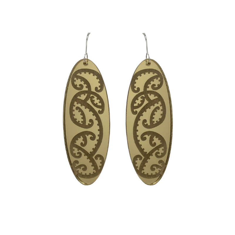 Kōwhaiwhai Earrings - Mirror | by Nichola Te Kiri