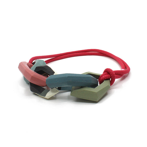 Maca Links Necklace - Pink / Green| by Macarena Bernal