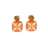 Tipani Square Earrings Orange & Cream | by Leone Samu Tui