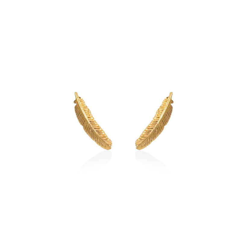 Miromiro Feather Studs Gold Plate | by Boh Runga