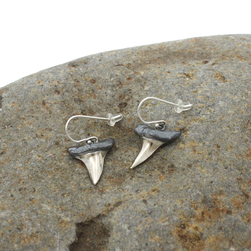 Dark Silver Niho Shark Earrings | by Keri-Mei Zagrobelna