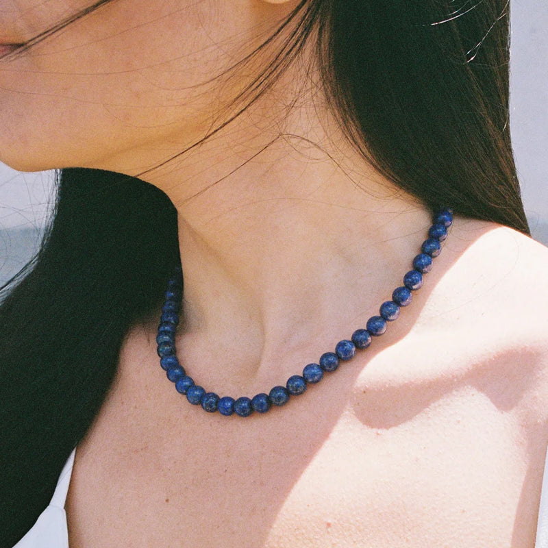 Pharaoh Necklace - 14k Rolled Gold with Lapis Lazuli and Garnet by Charlotte Penman