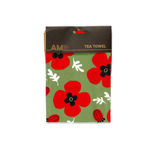 Poppy Tea Towel - Sage