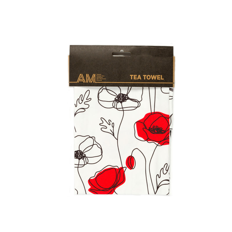 Poppy Tea Towel - White