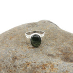 Oval Pounamu & Sterling Silver Ring - Size U